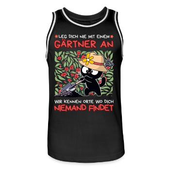 Leg dich nie mit einem Gärtner an – Katze - Männer Basketball-Trikot - Schwarz/Weiß - Vorne - AI Model Male 185 dark (185cm)