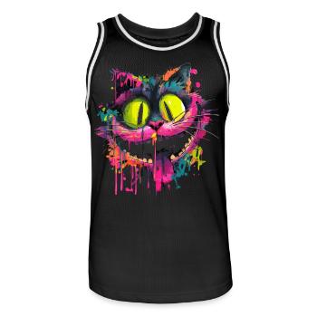 Style Street Art Chat Cheshire Psychédélique Coloré - Maillot de basket Homme - noir/blanc - Devant - AI Model Male 185 dark (185cm)