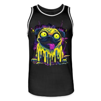 Trippy Psychedelischer Mops Bunter Graffiti Style - Männer Basketball-Trikot - Schwarz/Weiß - Vorne - AI Model Male 185 dark (185cm)