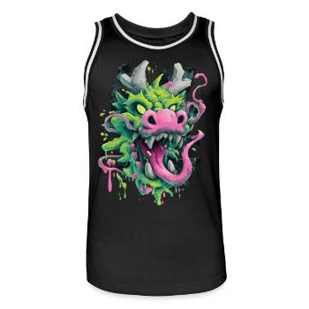 Tête de dragon psychédélique Japon Style Street Art - Maillot de basket Homme - noir/blanc - Devant - AI Model Male 185 dark (185cm)