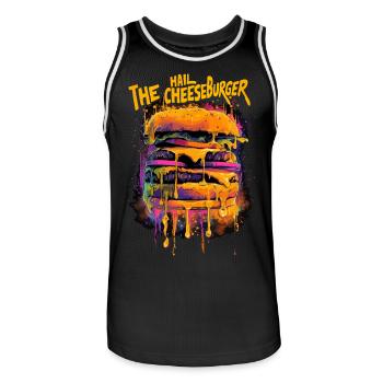 Trippy Hail the Cheeseburger Graffiti Street Style - Men's Basketball Jersey - black/white - Front - AI Model Male 185 dark (185cm)