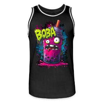 Boba Tea Monster im bunten Graffiti Street Style - Männer Basketball-Trikot - Schwarz/Weiß - Vorne - AI Model Male 185 dark (185cm)
