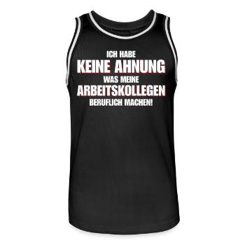 Keine Ahnung was meine Kollegen beruflich machen - Männer Basketball-Trikot - Schwarz/Weiß - Vorne - AI Model Male 185 dark (185cm)