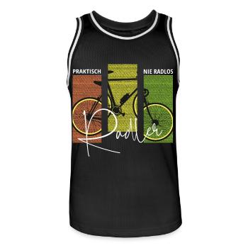 praktisch nie radlos Radlershirt Radler Spruch Rad - Männer Basketball-Trikot - Schwarz/Weiß - Vorne - AI Model Male 185 dark (185cm)