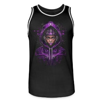 Tech Heritage Black History Month Design - Men's Basketball Jersey - black/white - Front - AI Model Male 185 dark (185cm)