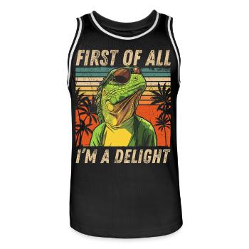 Retro Iguana Sunset Funny Sarcastic Design - Men's Basketball Jersey - black/white - Front - AI Model Male 185 dark (185cm)