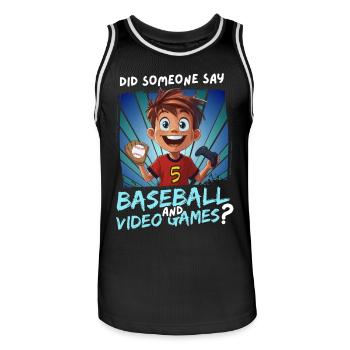 5. Geburtstag Baseball und Gaming für 5 Jährige - Männer Basketball-Trikot - Schwarz/Weiß - Vorne - AI Model Male 185 dark (185cm)