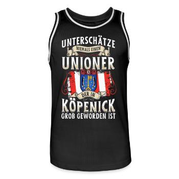 Unterschätze niemals einen Unioner aus Köpenick - Männer Basketball-Trikot - Schwarz/Weiß - Vorne - AI Model Male 185 dark (185cm)