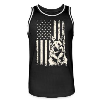 Journée des anciens combattants Berger allemand USA Pride - Maillot de basket Homme - noir/blanc - Devant - AI Model Male 185 dark (185cm)