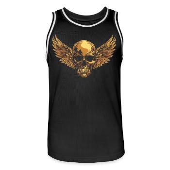 Skull with wings for bikers – Noble luxury style - Men's Basketball Jersey - black/white - Front - AI Model Male 185 dark (185cm)