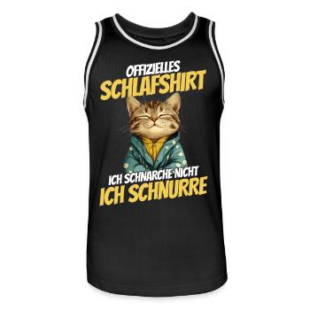 Official Sleep Shirt - Cute Cat in Hoodie - Men's Basketball Jersey - black/white - Front - AI Model Male 185 dark (185cm)