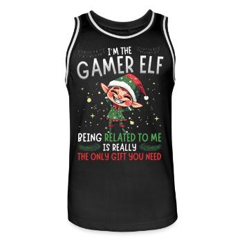 weihnachI'm the Gamer Elf - Partnerlook Weihnachte - Männer Basketball-Trikot - Schwarz/Weiß - Vorne - AI Model Male 185 dark (185cm)