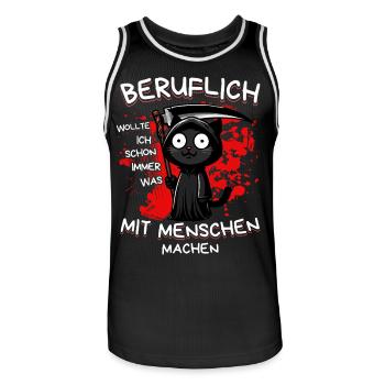 Beruflich wollte ich was mit Menschen machen Katze - Männer Basketball-Trikot - Schwarz/Weiß - Vorne - AI Model Male 185 dark (185cm)