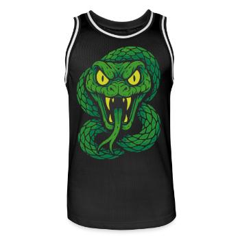 Wütende Giftschlange im Neonstil - Männer Basketball-Trikot - Schwarz/Weiß - Vorne - AI Model Male 185 dark (185cm)