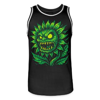 Dämonische Sonnenblume im Neonstil - Männer Basketball-Trikot - Schwarz/Weiß - Vorne - AI Model Male 185 dark (185cm)