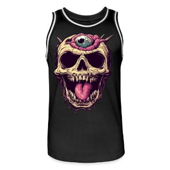 Ekelhafter Zombie Schädel mit Auge und Zunge - Männer Basketball-Trikot - Schwarz/Weiß - Vorne - AI Model Male 185 dark (185cm)