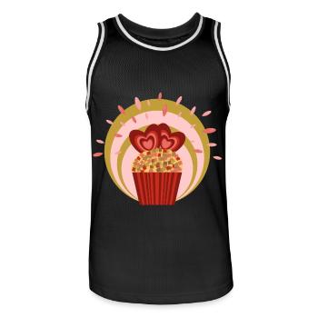 Rhabarber Kuchen Liebe mit viel Herz. - Männer Basketball-Trikot - Schwarz/Weiß - Vorne - AI Model Male 185 dark (185cm)
