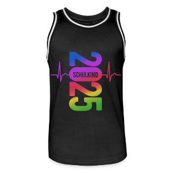 Schulkind 2025 - EKG - Puls - Einschulung - Männer Basketball-Trikot - Schwarz/Weiß - Vorne - AI Model Male 185 dark (185cm)