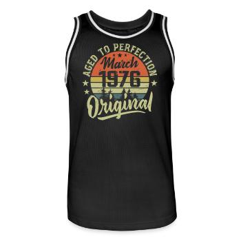 Rétro Mars 1976 Cadeau Mars 1976 Né en Mars 1976 - Maillot de basket Homme - noir/blanc - Devant - AI Model Male 185 dark (185cm)