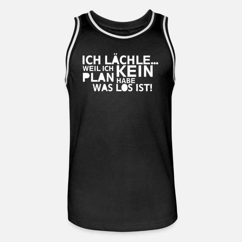 Ich lächle kein Plan - Männer Basketball-Trikot - Schwarz/Weiß