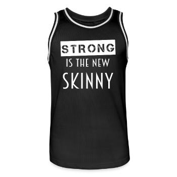 Strong est le nouveau maigre - Maillot de basket Homme - noir/blanc - Devant - AI Model Male 185 dark (185cm)