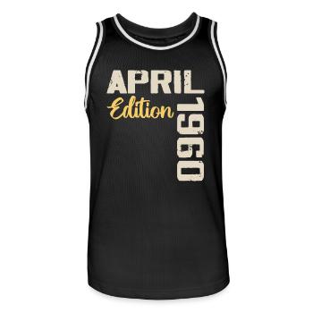 Anniversaire 64 Ans Avril 1960 Cadeau Anniversaire - Maillot de basket Homme - noir/blanc - Devant - AI Model Male 185 dark (185cm)