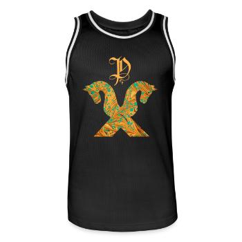 pferdegiebel e 95 p - Männer Basketball-Trikot - Schwarz/Weiß - Vorne - AI Model Male 185 dark (185cm)