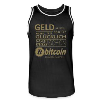Geld alleine macht nicht Glücklich Bitcoin Sprüche - Männer Basketball-Trikot - Schwarz/Weiß - Vorne - AI Model Male 185 dark (185cm)