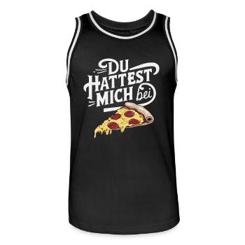 Du hattest mich bei Pizza Lustige Illustration - Männer Basketball-Trikot - Schwarz/Weiß - Vorne - AI Model Male 185 dark (185cm)