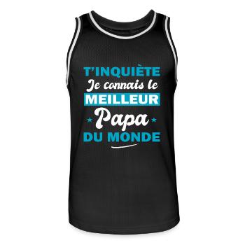 je connais le meilleur papa du monde - Maillot de basket Homme - noir/blanc - Devant - AI Model Male 185 dark (185cm)
