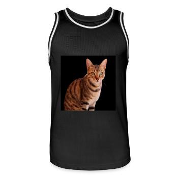 Chat chat chaton doux - Maillot de basket Homme - noir/blanc - Devant - AI Model Male 185 dark (185cm)