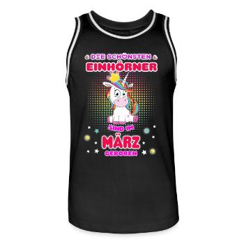 März-Einhorn - Männer Basketball-Trikot - Schwarz/Weiß - Vorne - AI Model Male 185 dark (185cm)
