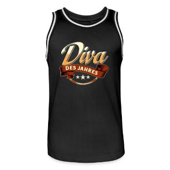 Diva des Jahres RAHMENLOS Geschenk - Männer Basketball-Trikot - Schwarz/Weiß - Vorne - AI Model Male 185 dark (185cm)