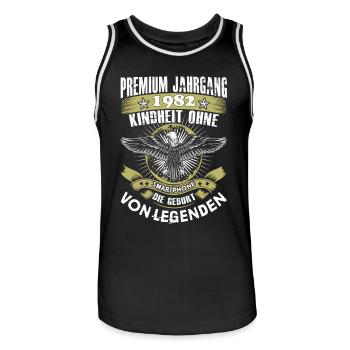 Jahrgang 1982 - Männer Basketball-Trikot - Schwarz/Weiß - Vorne - AI Model Male 185 dark (185cm)