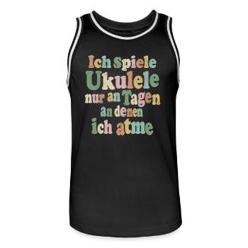 Ich spiele Ukulele nur an Tagen, an denen ich atme - Männer Basketball-Trikot - Schwarz/Weiß - Vorne - AI Model Male 185 dark (185cm)
