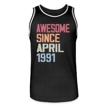 Legends Were Born In April 1991 - Men's Basketball Jersey - black/white - Front - AI Model Male 185 dark (185cm)