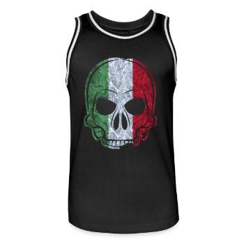 MMJ Italie Drapeau de crâne - Maillot de basket Homme - noir/blanc - Devant - AI Model Male 185 dark (185cm)
