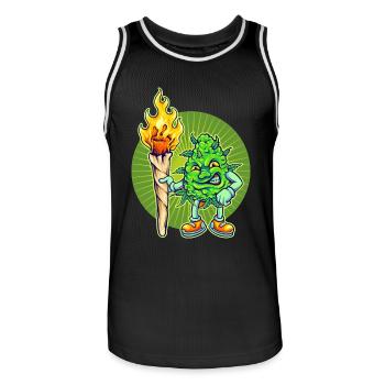 Cannabis Marijuana Weed Fumer - Maillot de basket Homme - noir/blanc - Devant - AI Model Male 185 dark (185cm)