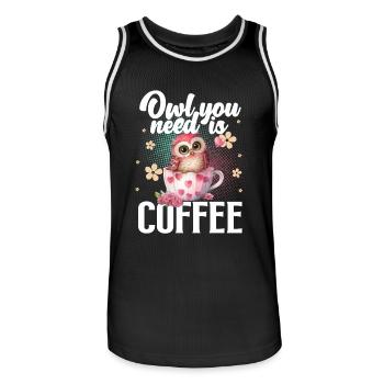 Eule Kaffee - Männer Basketball-Trikot - Schwarz/Weiß - Vorne - AI Model Male 185 dark (185cm)