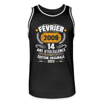 Cadeau D'anniversaire 14 Ans Février 2009 Vintage - Maillot de basket Homme - noir/blanc - Devant - AI Model Male 185 dark (185cm)