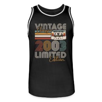 Vintage 2003 Vintage Retro Birthday Gift - Men's Basketball Jersey - black/white - Front - AI Model Male 185 dark (185cm)