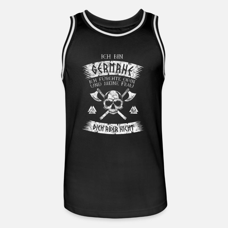 Ich bin Germane - Wikinger Spruch - Männer Basketball-Trikot - Schwarz/Weiß