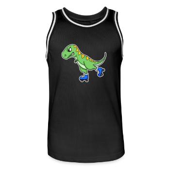 Inline Skating Dinosaur - Men's Basketball Jersey - black/white - Front - AI Model Male 185 dark (185cm)