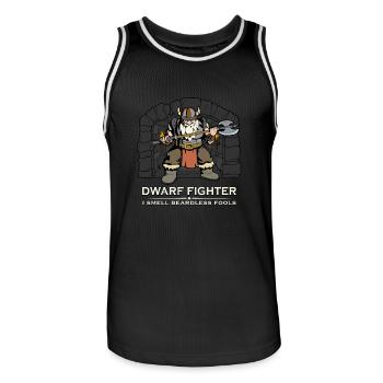 D20 Rollenspiel Charakter - Zwerg Kämpfer - Männer Basketball-Trikot - Schwarz/Weiß - Vorne - AI Model Male 185 dark (185cm)