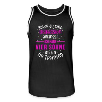Ich habe vier Söhne - Mutter und Söhne - Männer Basketball-Trikot - Schwarz/Weiß - Vorne - AI Model Male 185 dark (185cm)