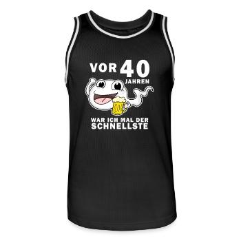 40 Jubiläum Spruch - 40 Jahre - 40. Geburtstag - Männer Basketball-Trikot - Schwarz/Weiß - Vorne - AI Model Male 185 dark (185cm)