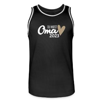 Oma 2023 - Werdende Oma 2023 - Männer Basketball-Trikot - Schwarz/Weiß - Vorne - AI Model Male 185 dark (185cm)