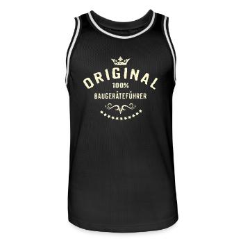 Original 100 Prozent Baugeräteführer - RAHMENLOS - Männer Basketball-Trikot - Schwarz/Weiß - Vorne - AI Model Male 185 dark (185cm)