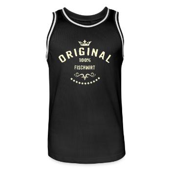 Original 100 Prozent Fischwirt - RAHMENLOS creme - Männer Basketball-Trikot - Schwarz/Weiß - Vorne - AI Model Male 185 dark (185cm)