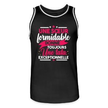 Une sœur formidable donne une tata exceptionnelle - Maillot de basket Homme - noir/blanc - Devant - AI Model Male 185 dark (185cm)